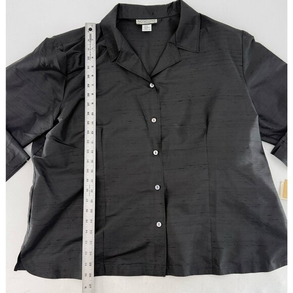 NWT Notations Plus Size 100% Silk 3/4 Sleeve Button Up Blouse Jacket 2x Preppy - Picture 10 of 12